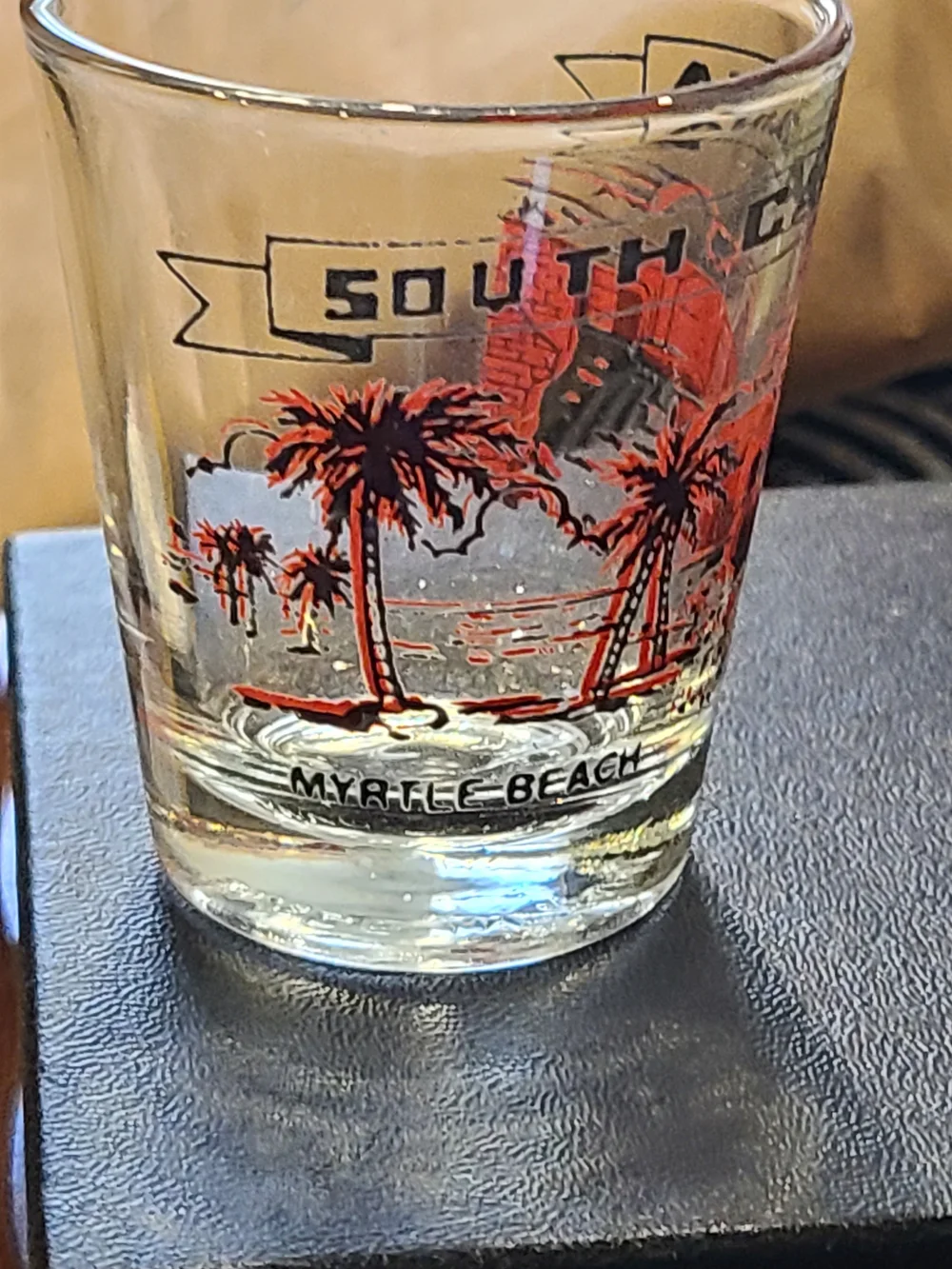 Vintage Fort Sumter Souvenir Shot Glass - Clear with Red and Black Design